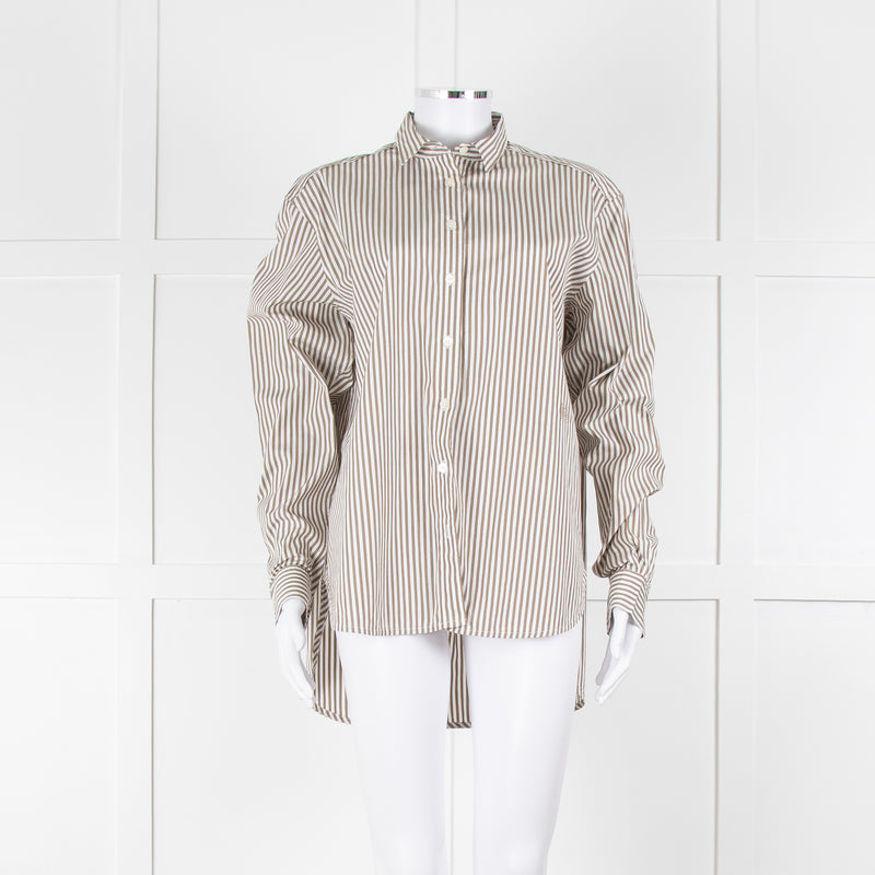 Toteme Khaki and White Striped Cotton Shirt