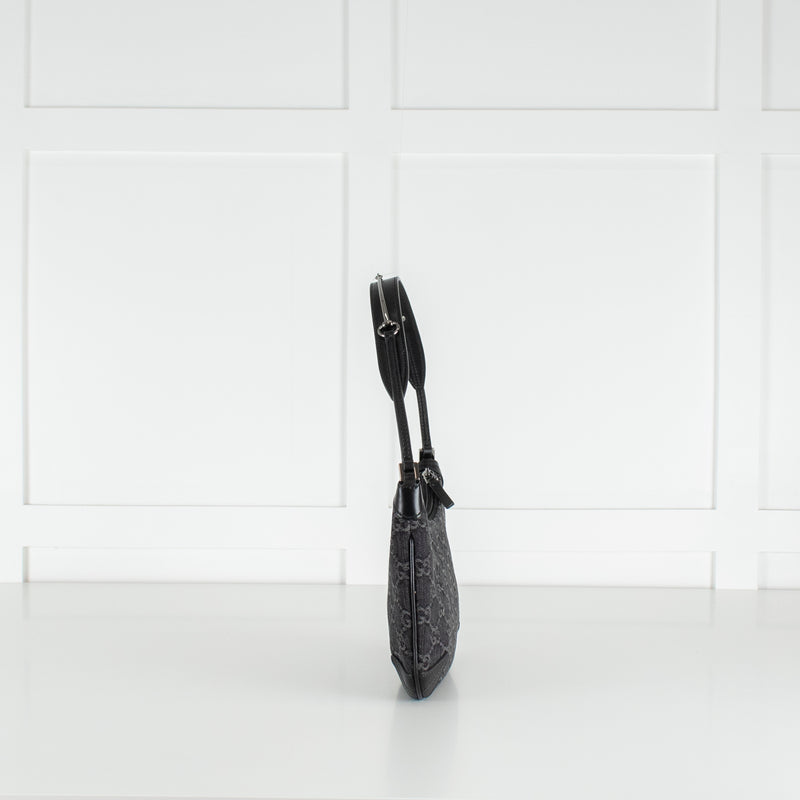Gucci Black Monogram Horsebit Slim Small Shoulder Bag