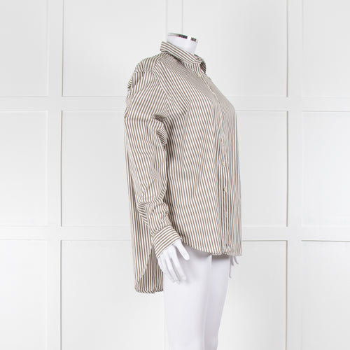 Toteme Khaki and White Striped Cotton Shirt