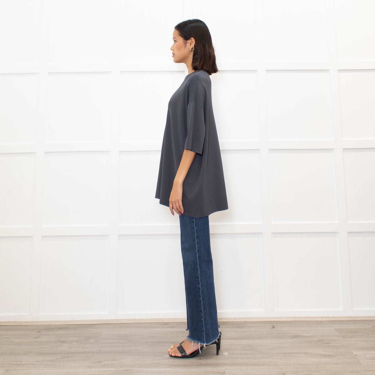 Frankie Shop Charcoal Grey Lenny Knit Short Sleeve Top
