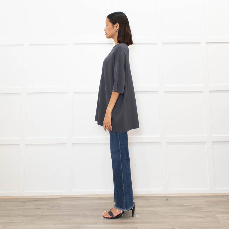 Frankie Shop Charcoal Grey Lenny Knit Short Sleeve Top