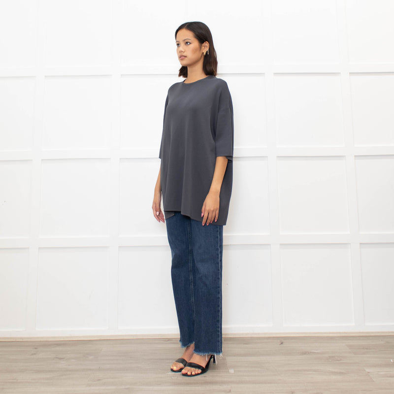 Frankie Shop Charcoal Grey Lenny Knit Short Sleeve Top