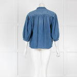 Frame Blue Denim V Neck Top