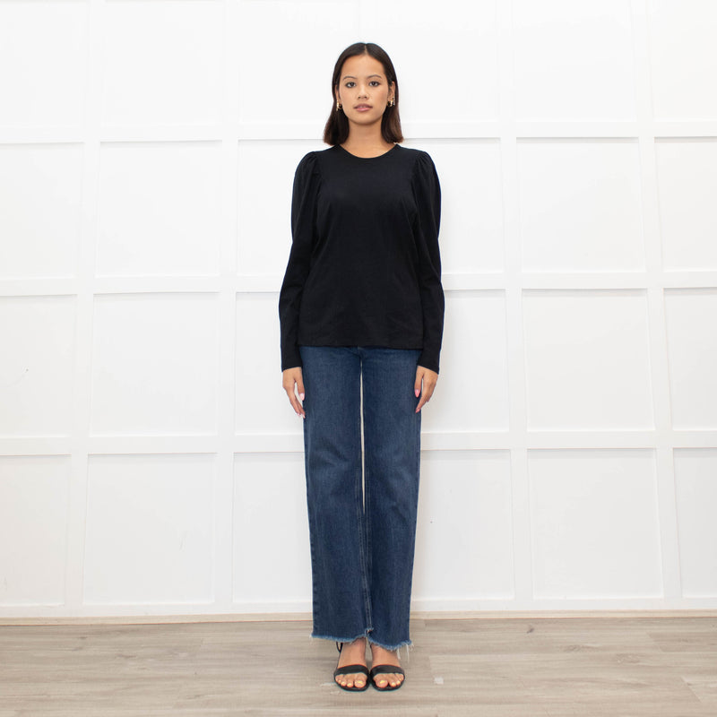 Sandro Black Puff Sleeve Top