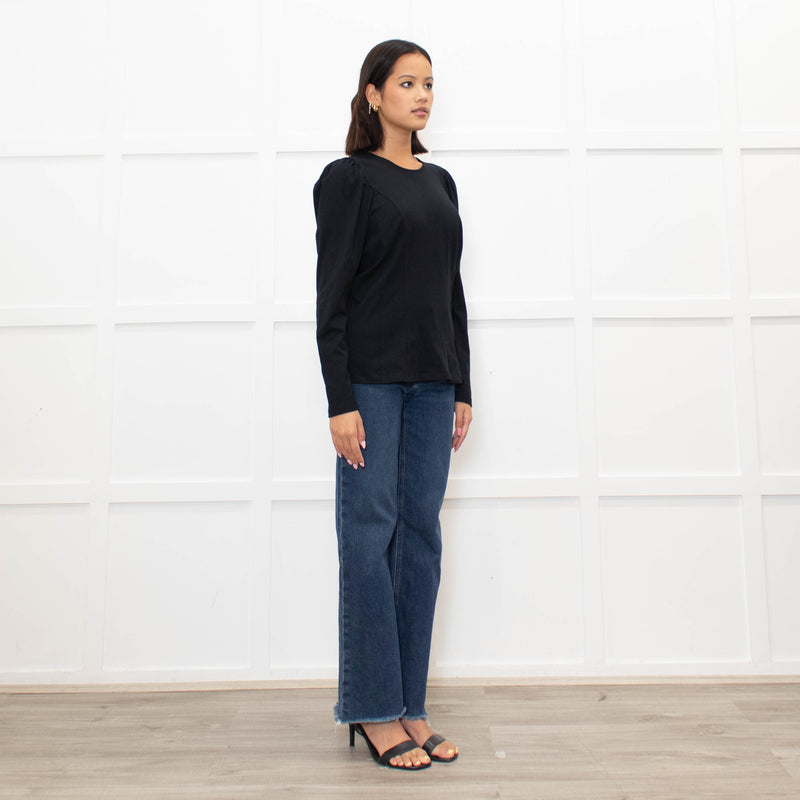 Sandro Black Puff Sleeve Top