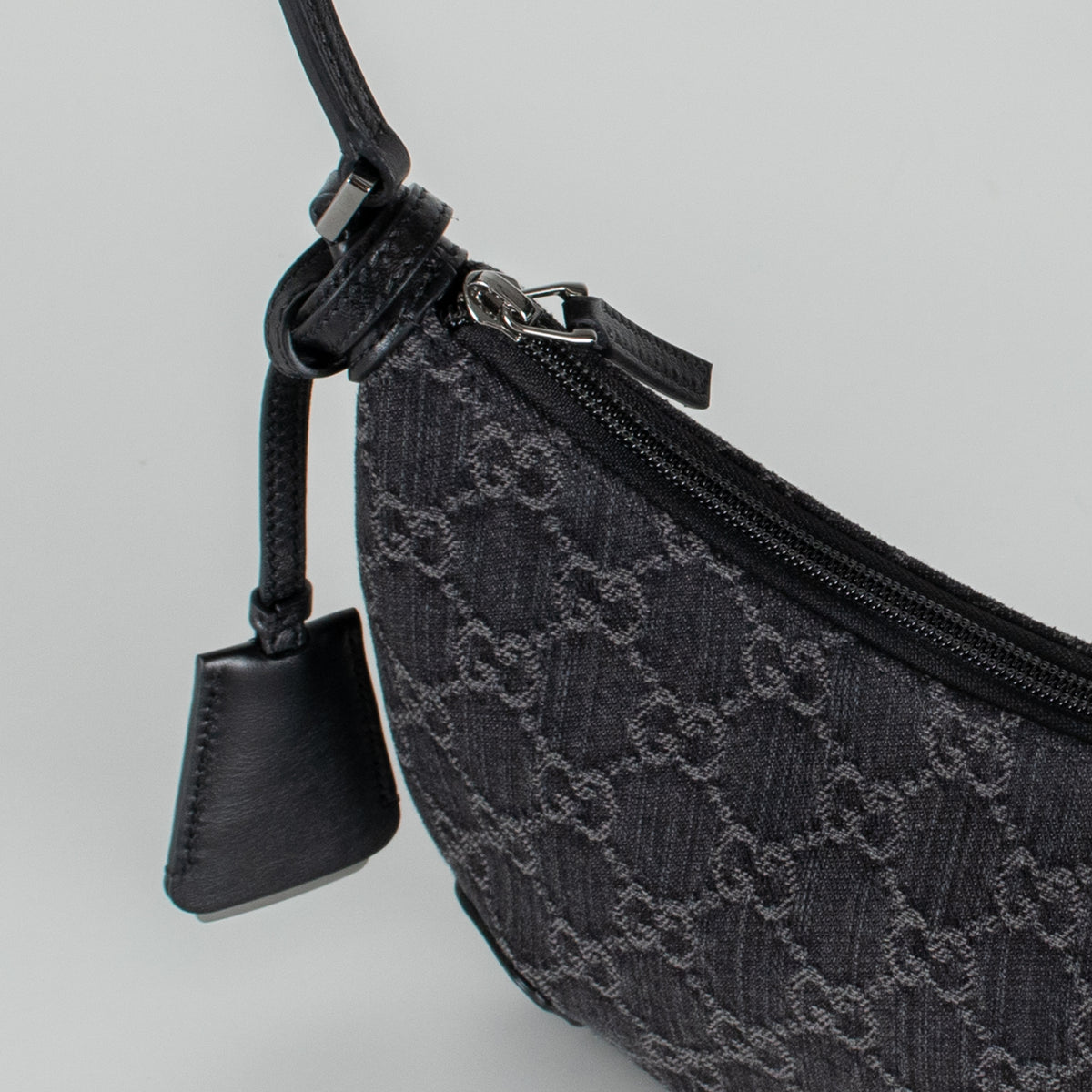 Gucci Black Monogram Horsebit Slim Small Shoulder Bag