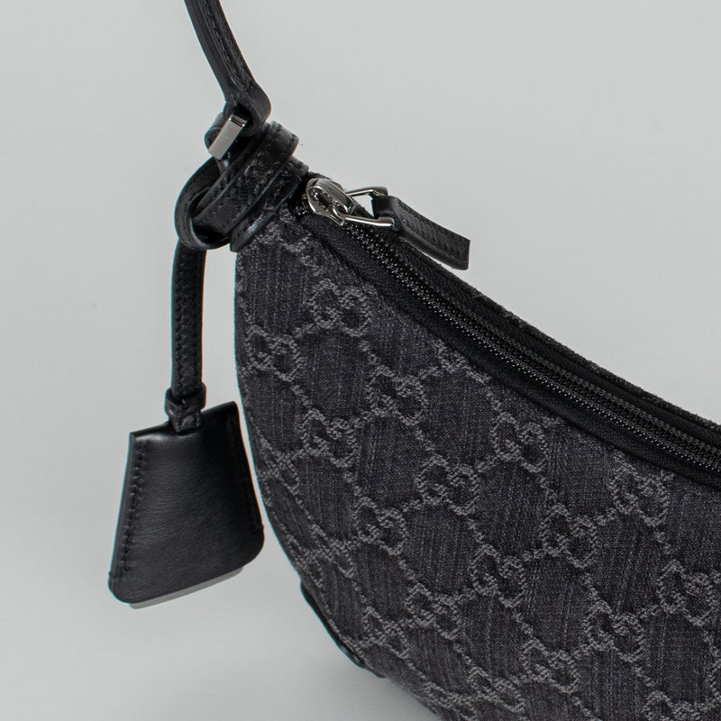 Gucci Black Monogram Horsebit Slim Small Shoulder Bag