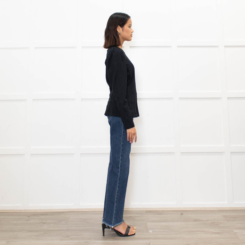 Sandro Black Puff Sleeve Top