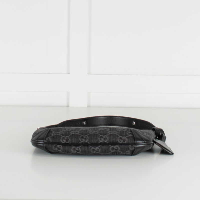 Gucci Black Monogram Horsebit Slim Small Shoulder Bag