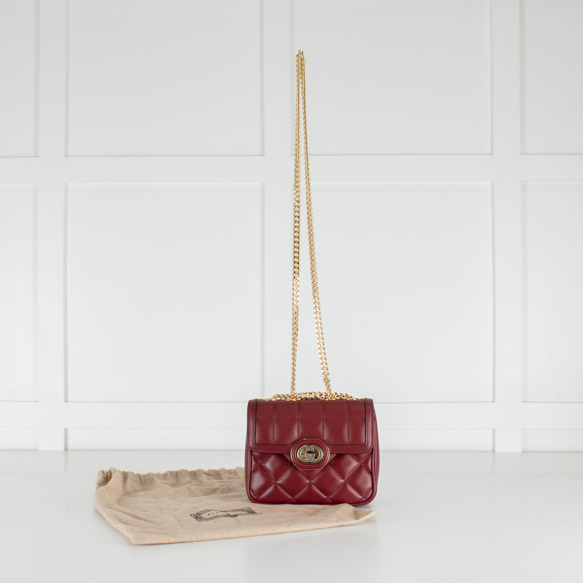 Gucci Red Deco Mini Quilted Leather Shoulder Bag