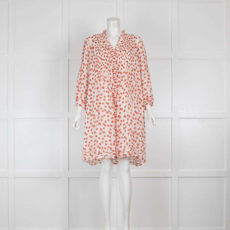 DVF White Silk Dress with Red Poppies