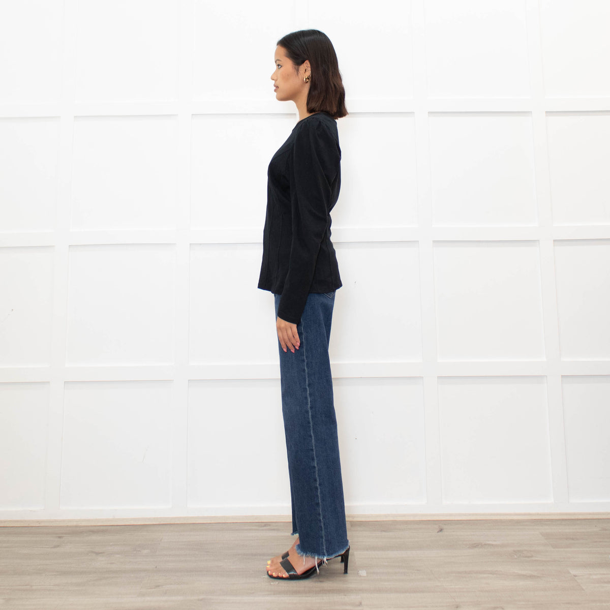 Sandro Black Puff Sleeve Top