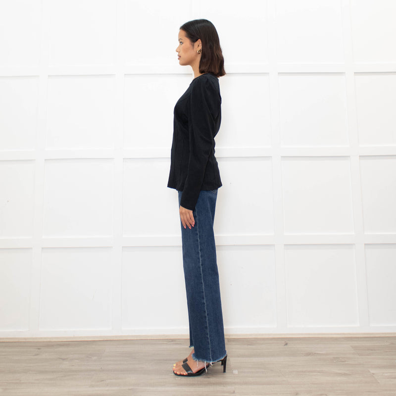 Sandro Black Puff Sleeve Top
