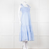 By Malina Blue Gingham Smocked Tiered Maxi Dress with Tie Shoulders