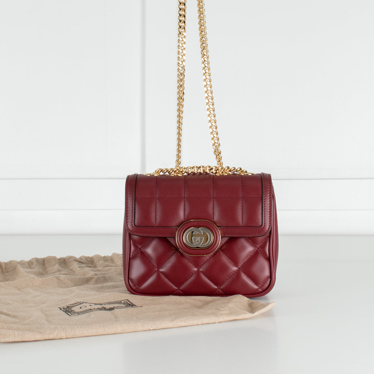 Gucci Red Deco Mini Quilted Leather Shoulder Bag