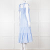 By Malina Blue Gingham Smocked Tiered Maxi Dress with Tie Shoulders