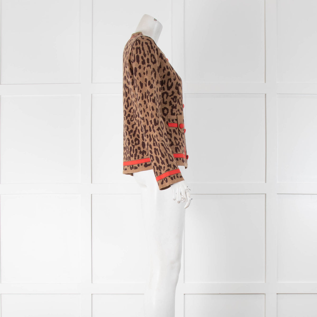 J Crew Brown leopard Print Cardigan Orange Edging