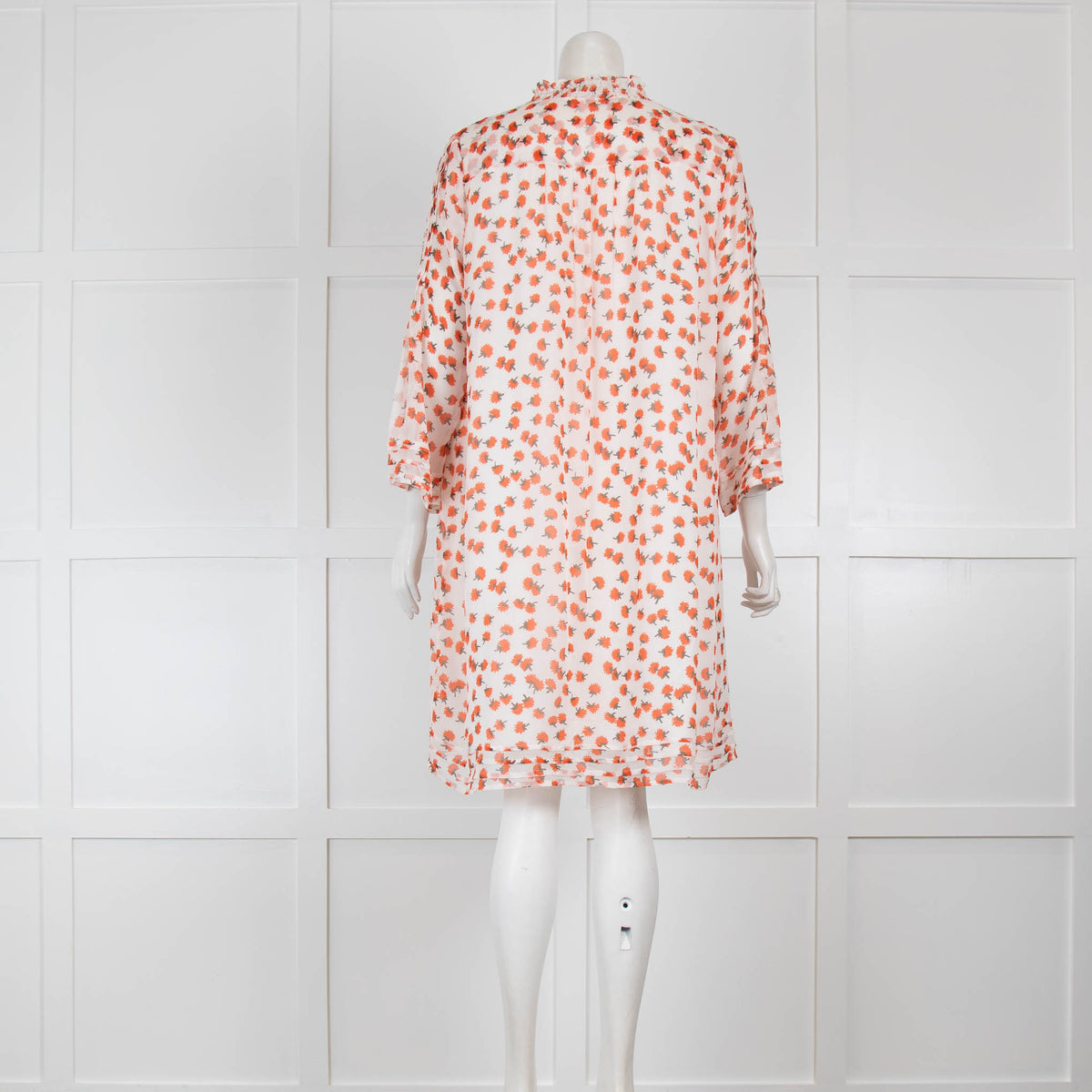 DVF White Silk Dress with Red Poppies
