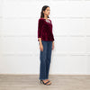 Blugirl Blumarine Burgundy Red Velvet Sequin Bow Top