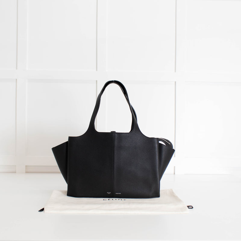Celine Black Grainy Leather Tri Fold Bag