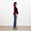 Blugirl Blumarine Burgundy Red Velvet Sequin Bow Top