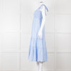 By Malina Blue Gingham Smocked Tiered Maxi Dress with Tie Shoulders