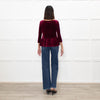 Blugirl Blumarine Burgundy Red Velvet Sequin Bow Top
