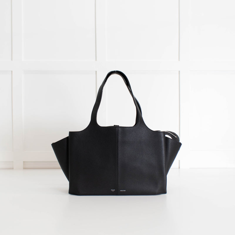 Celine Black Grainy Leather Tri Fold Bag