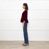 Blugirl Blumarine Burgundy Red Velvet Sequin Bow Top