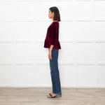 Blugirl Blumarine Burgundy Red Velvet Sequin Bow Top