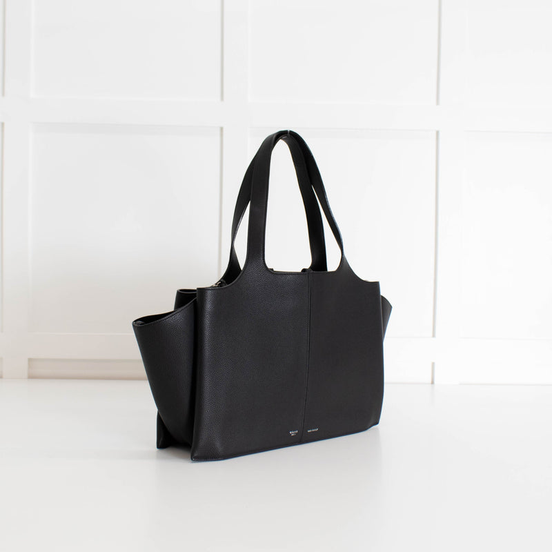 Celine Black Grainy Leather Tri Fold Bag