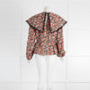 Resume Multi Colour Poppy Print Top with Lace Shawl Collar