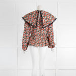 Resume Multi Colour Poppy Print Top with Lace Shawl Collar