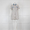 Claudie Pierlot Cream Tweed Dress with Denim Collar