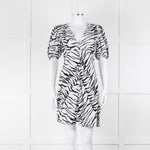 Rixo Zebra Print Puff Sleeve Mini Dress