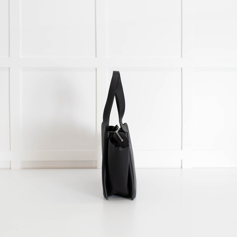 Celine Black Grainy Leather Tri Fold Bag