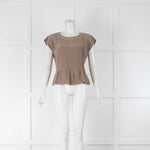Strenesse Taupe Pleated Front Cap Sleeve Top