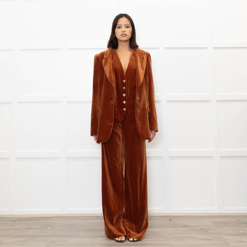Temperley Rust Velvet 3 Piece Trouser Suit