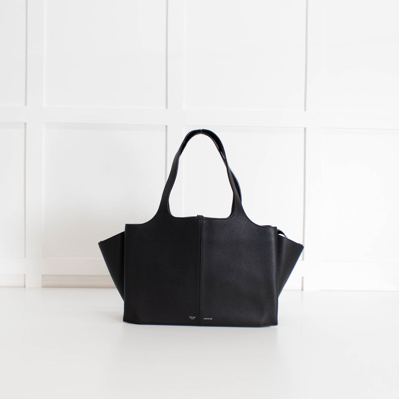 Celine Black Grainy Leather Tri Fold Bag
