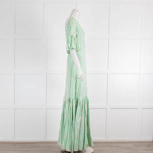 Wiggy Kit Medina Green And White Striped Cotton Maxi Dress