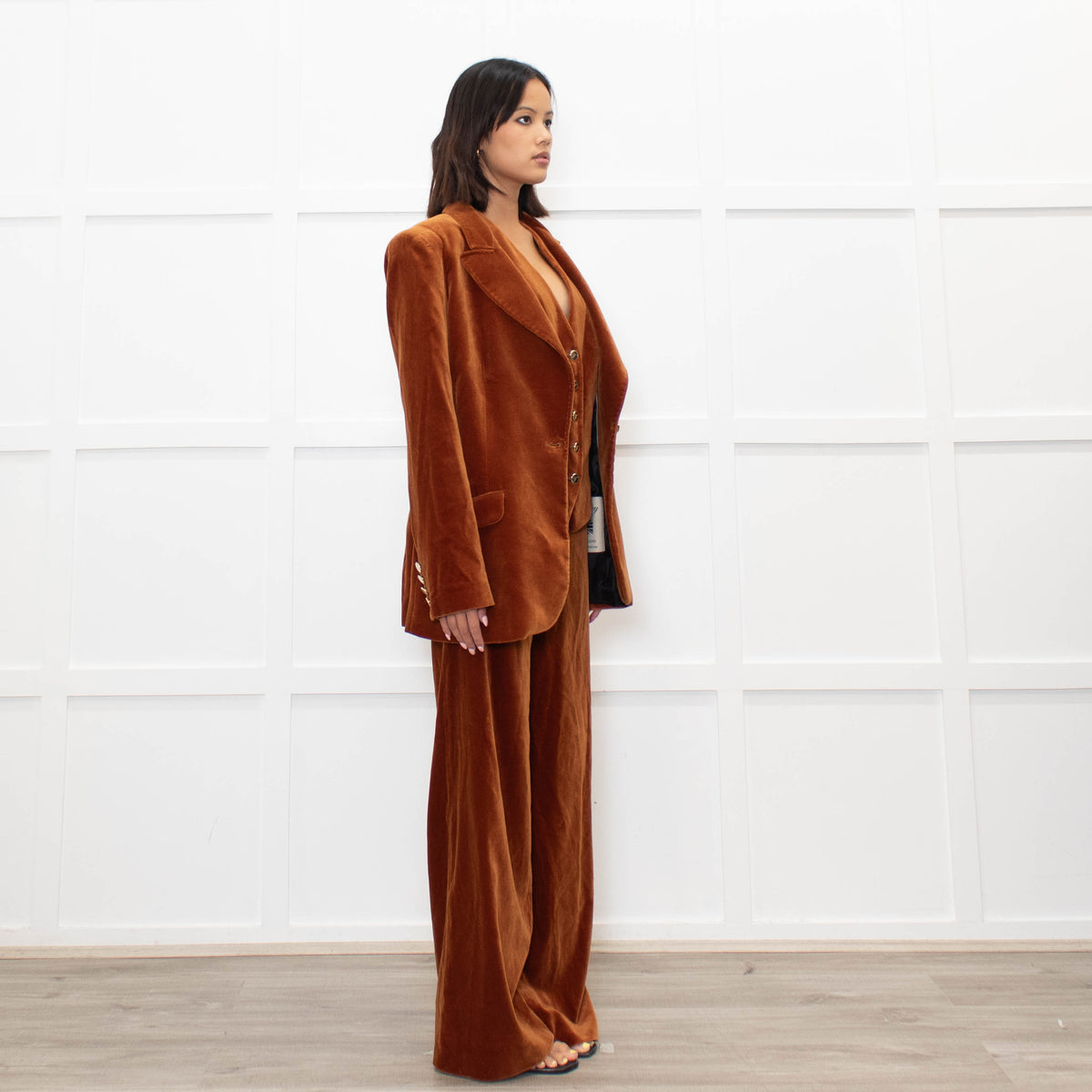 Temperley Rust Velvet 3 Piece Trouser Suit