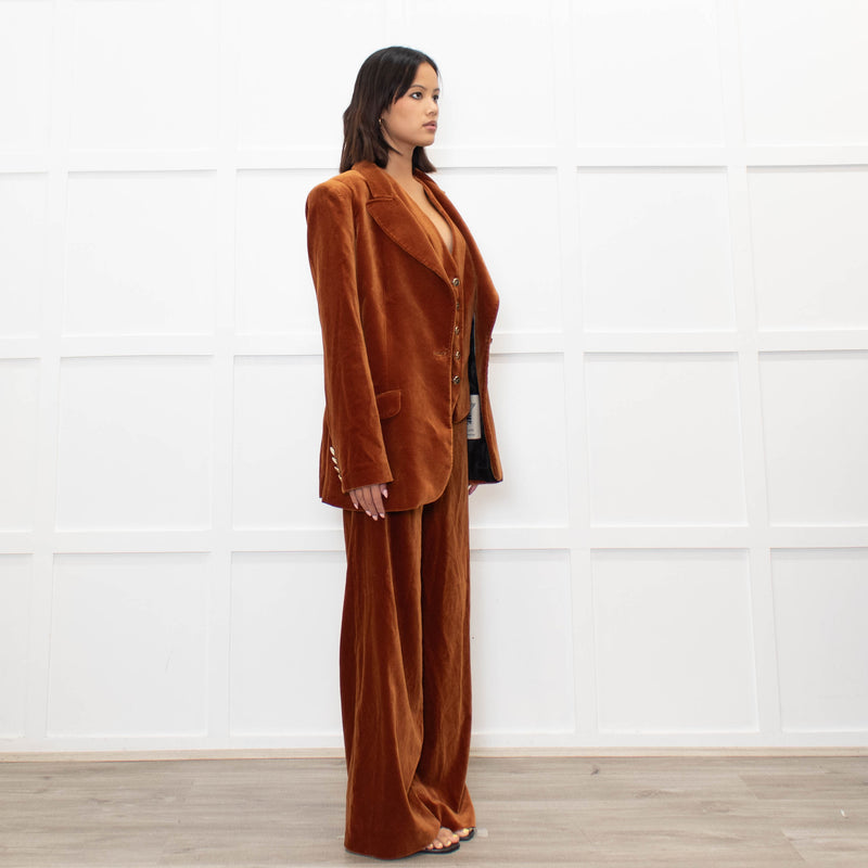 Temperley Rust Velvet 3 Piece Trouser Suit