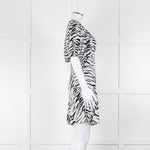 Rixo Zebra Print Puff Sleeve Mini Dress