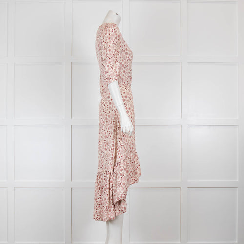 Sandro Red & Cream Floral Frill Dress