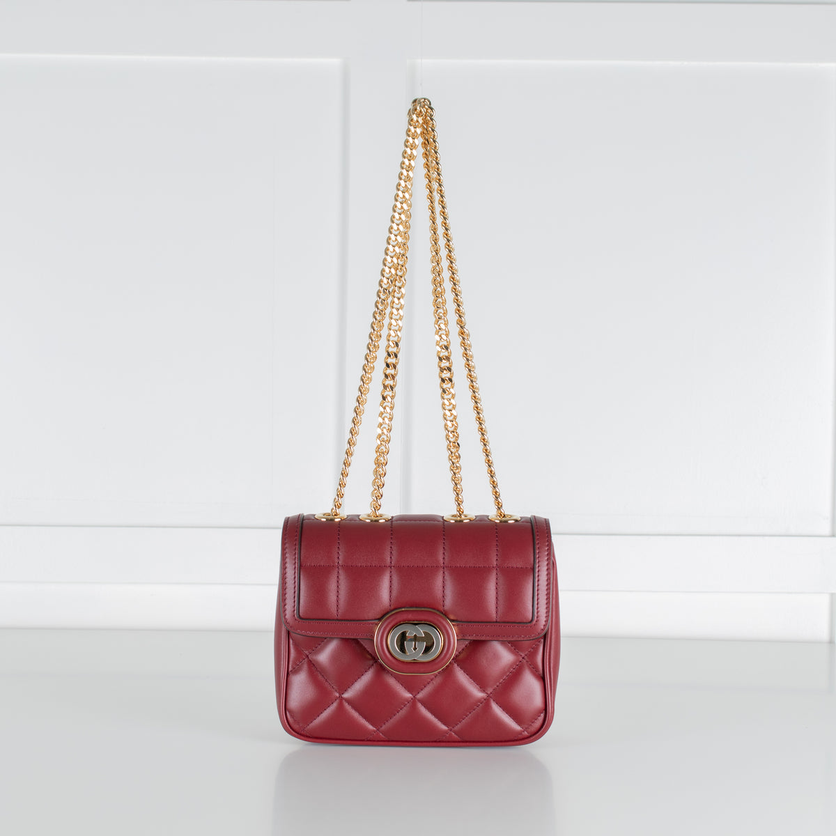 Gucci Red Deco Mini Quilted Leather Shoulder Bag