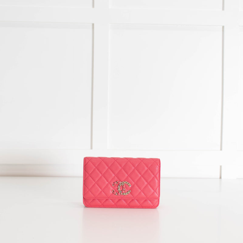 Chanel Pink Caviar Leather Wallet On Chain