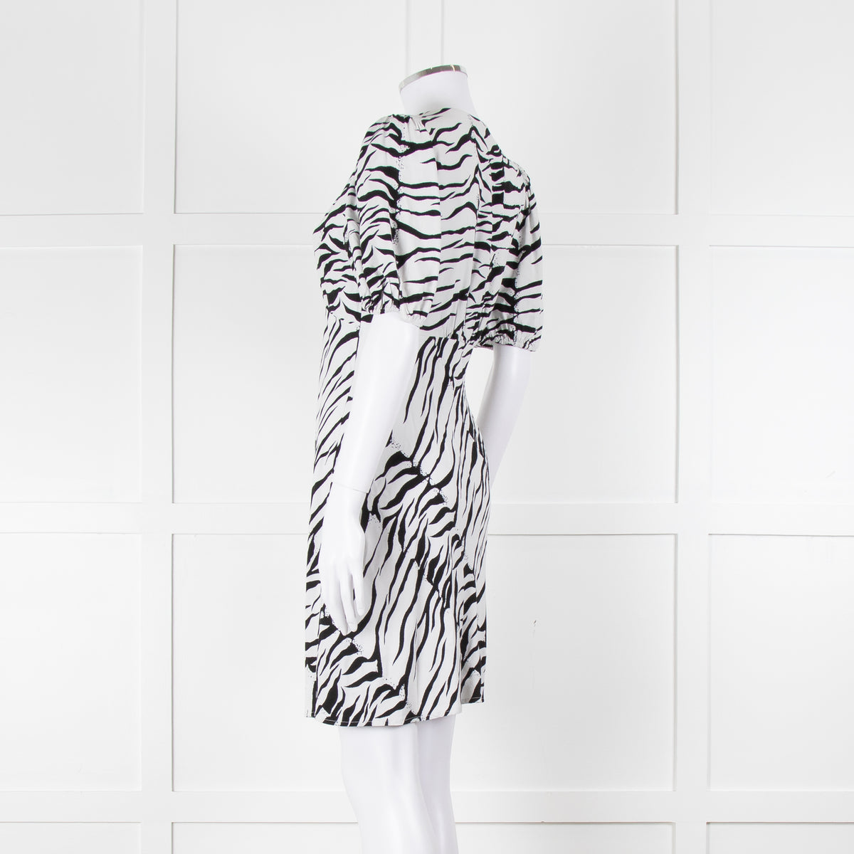 Rixo Zebra Print Puff Sleeve Mini Dress