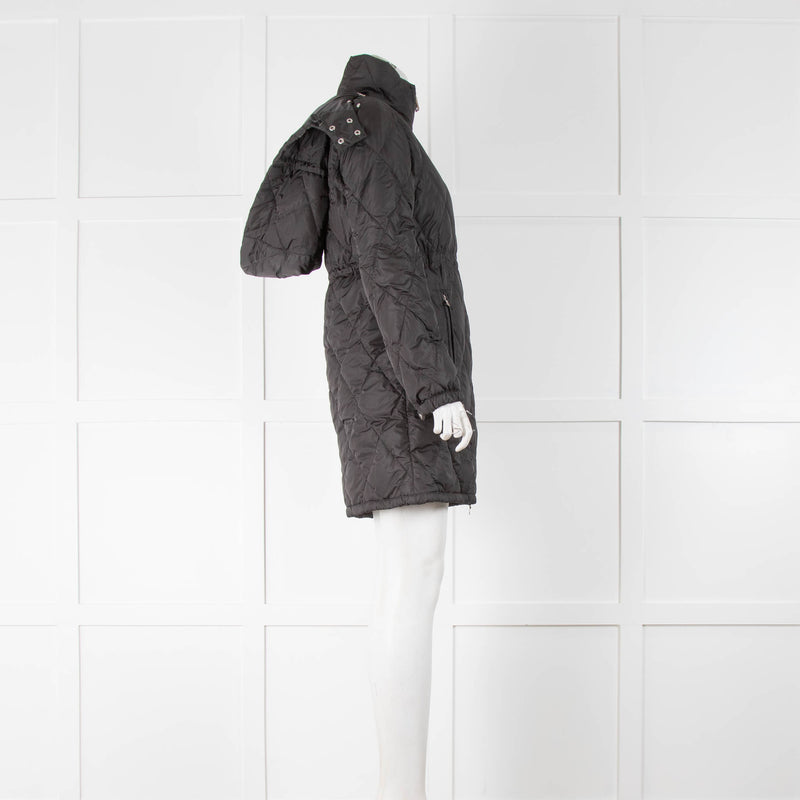 Prada Black Nylon Hooded Padded Coat