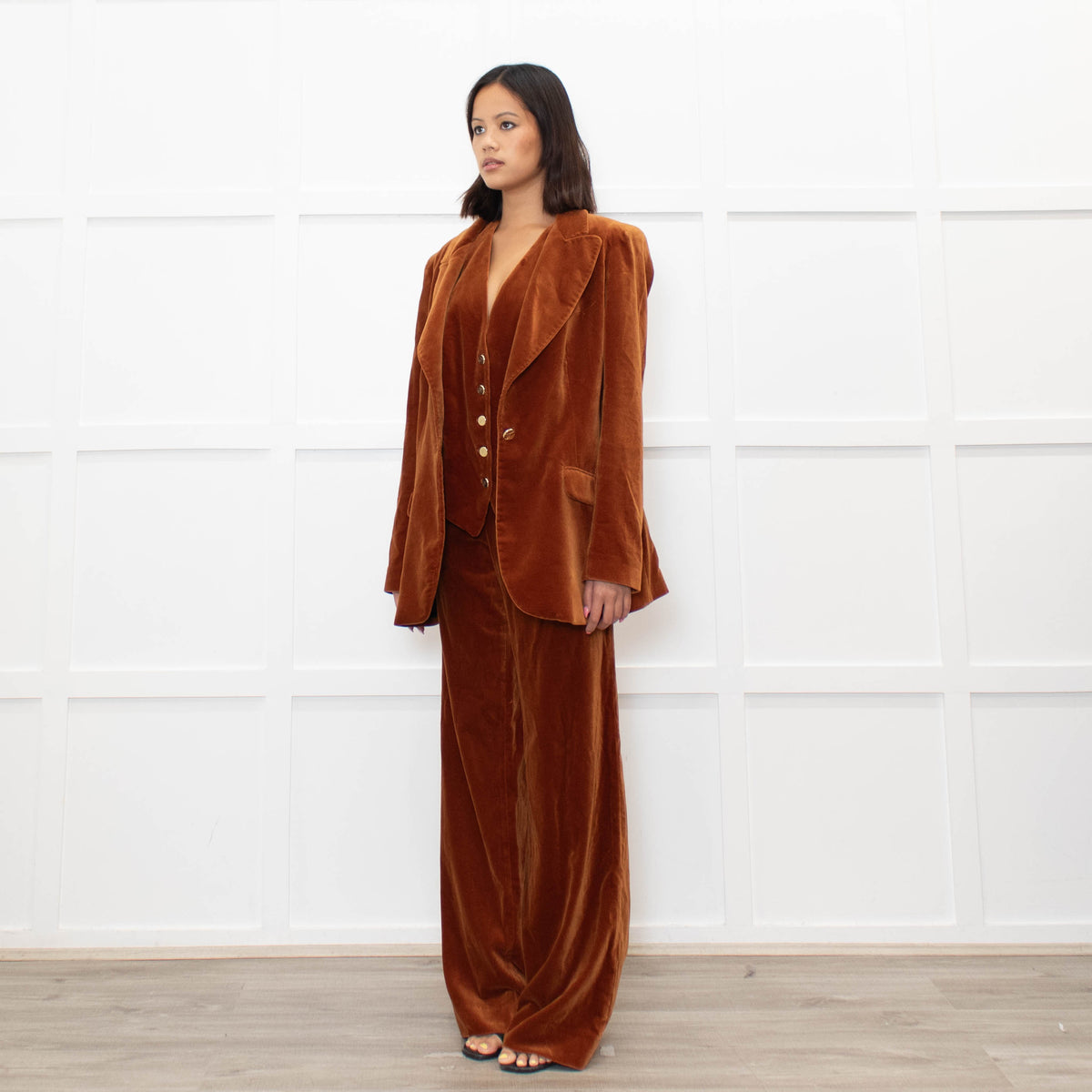 Temperley Rust Velvet 3 Piece Trouser Suit