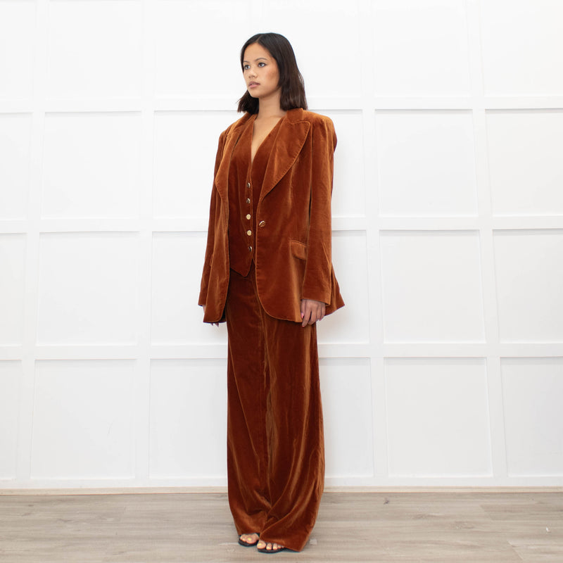 Temperley Rust Velvet 3 Piece Trouser Suit
